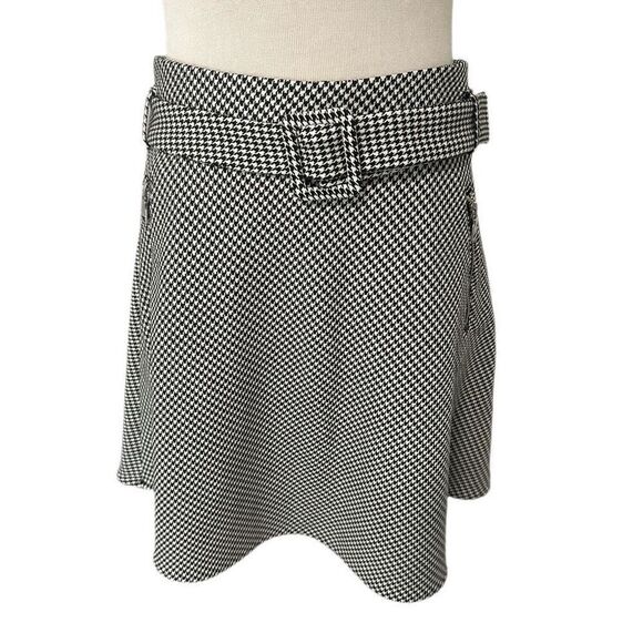 New! Express Black and White Houndstooth Skater Skirt Sz 8 - Picture 1 of 5